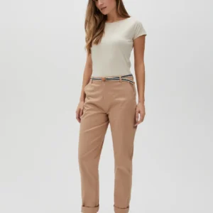 bawełniane spodnie beżowe